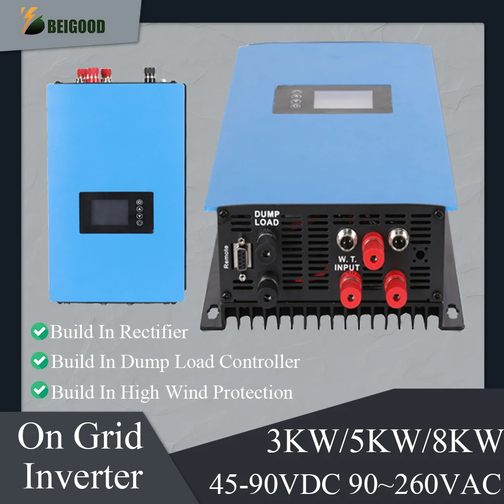 Wind Power Grid Tie Inverter 5000W Onda Sinusoidale Pura Mppt Con Limitatore Wifi Per Generatore Eolico Trifase 48V Dc45-90V Ac230V