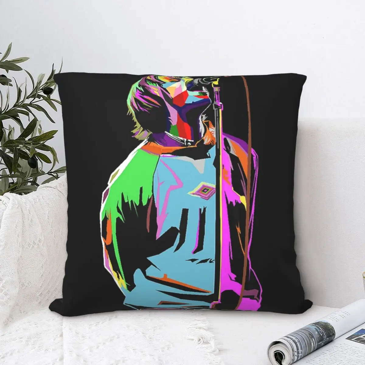 

Liam Gallagher Art Square Pillowcase Polyester Pillow Cover Velvet Cushion Zip Decorative Comfort Throw Pillow For Home Car