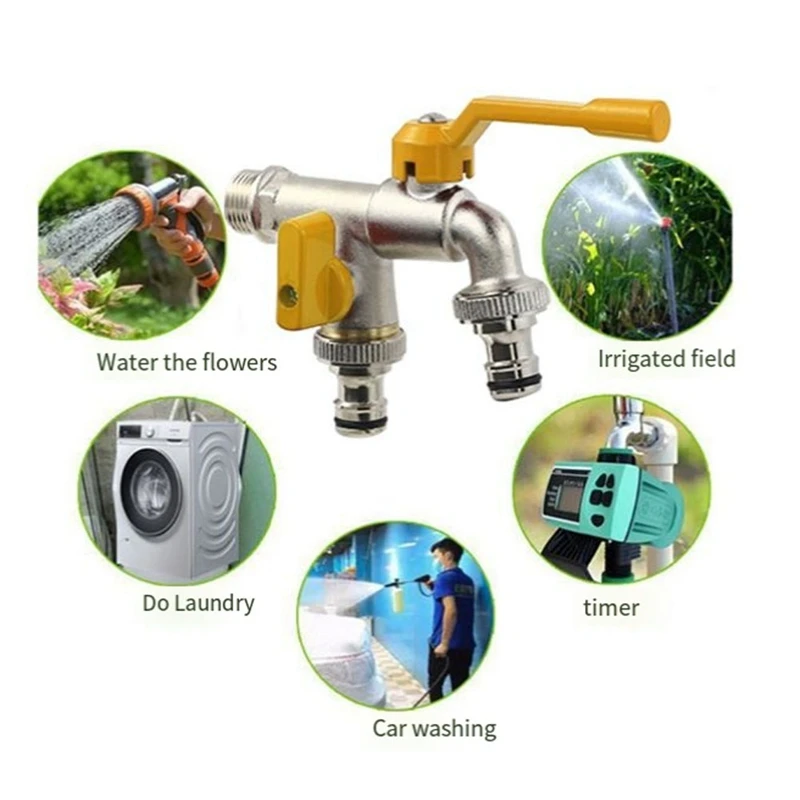 

AT69-садовый смеситель для двора и улицы, антифриз, один в два выхода, уличная стиральная машина, полностью медная, двойного назначения, большой расход