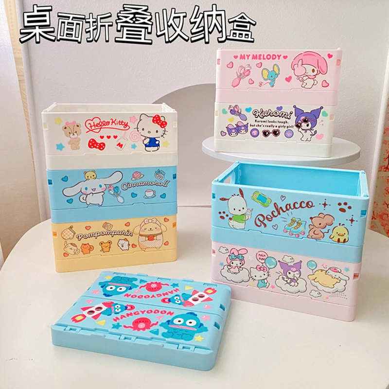 

Контейнер для хранения Sanrio Hello Kitty Kuromi Cinnamoroll, шкаф для макияжа, Домашний Органайзер, ювелирные изделия, милый складной фотоальбом из аниме, подарок