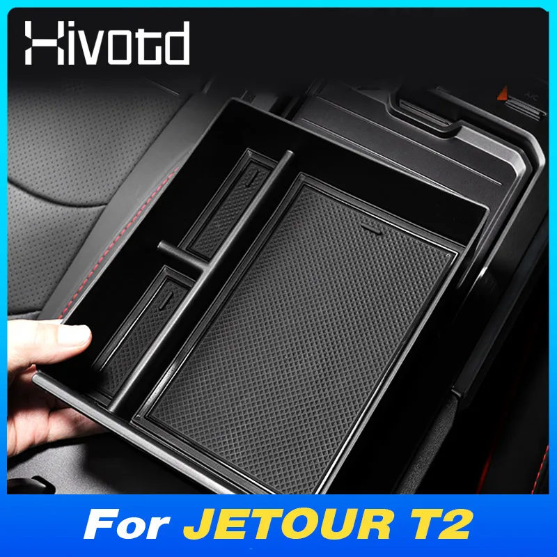 

Car Armrest Hidden Storage Box Central Control Organizer Tray ABS Decorative Case For JETOUR T2 2023 2024 Interior Accessories