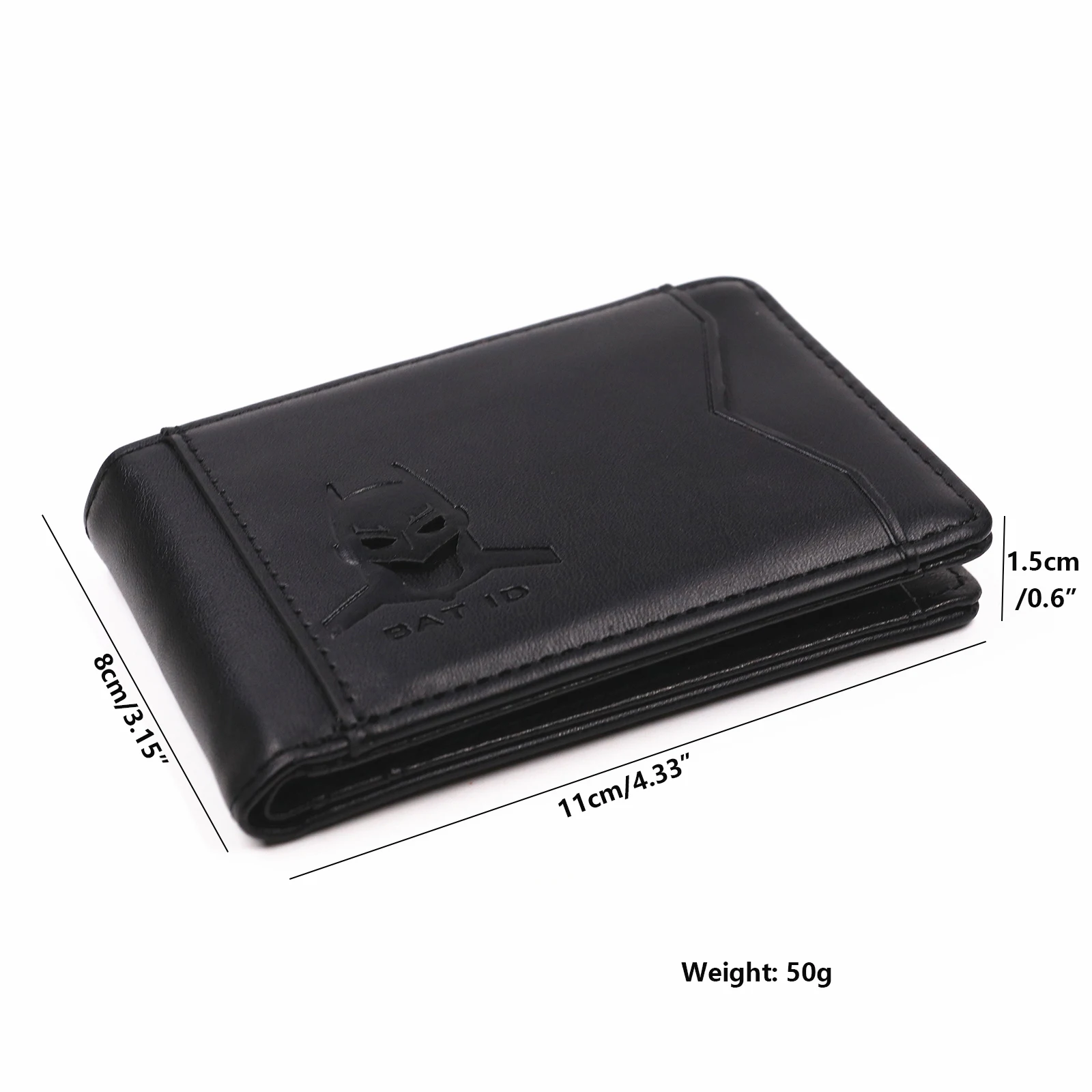 Leather Bat-Themed Slim Bifold Wallet for Men - Superhero Mask Design Gift