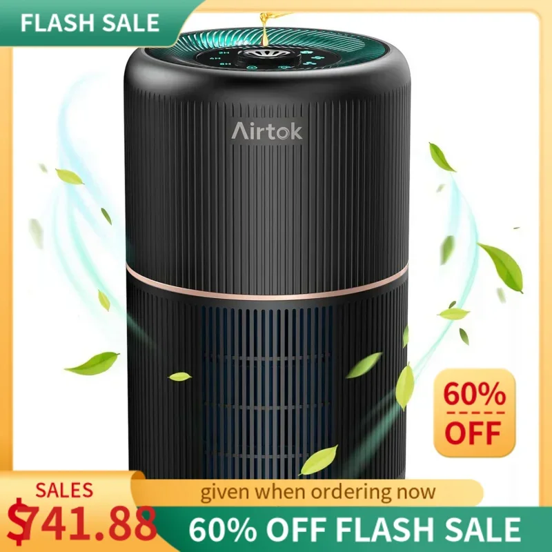 

AIRTOK HEPA Air Purifier for Bedroom with Fragrance Sponges| 4-In-1 H13 True HEPA Air Filter Smoke Pollen|Ozone-Free,Night Light