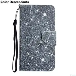 Elegant Flip Wallet Leather Case with Butterfly, Flower, Cat, and Flamingo Design - Y6P (Silver glitter)