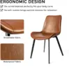 NEW Modern ‎Faux Leather Dining Chairs, PU Cushion Seat Back，Metal Legs for Kitchen Dining Room Side Chair, Set of 4, Brown 6