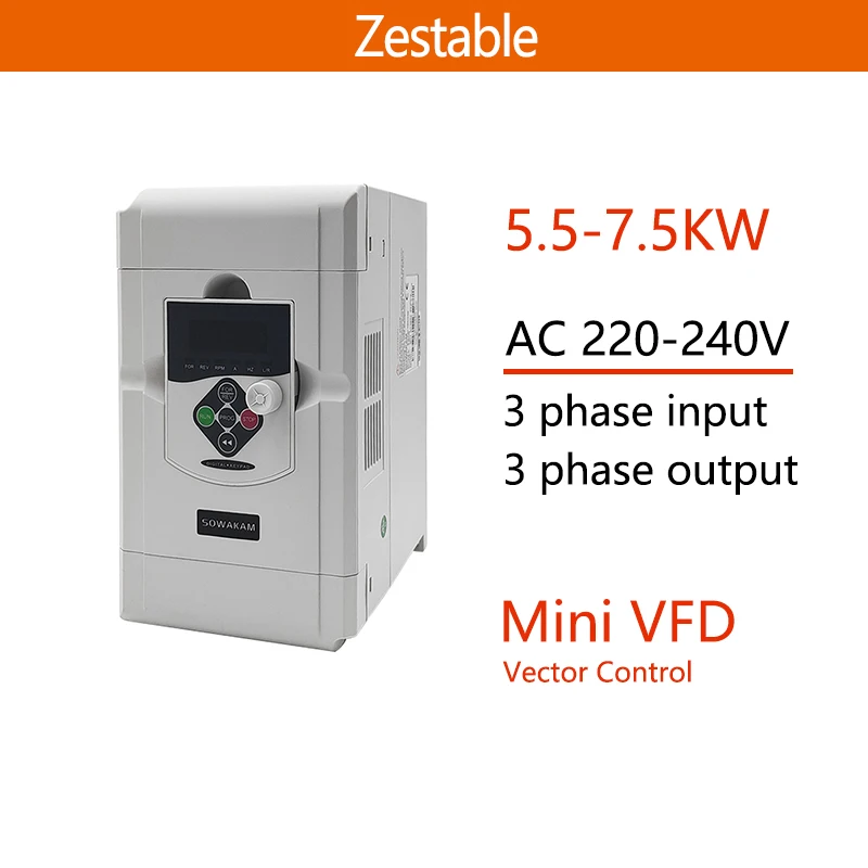 Vfd 5.5/7.5 Kw 7 Hp/10 Hp 3 Ph 220V A 3 Fasi 220V Convertitore Di Frequenza Variabile Per Inverter Di Controllo Della Velocità Del Motore