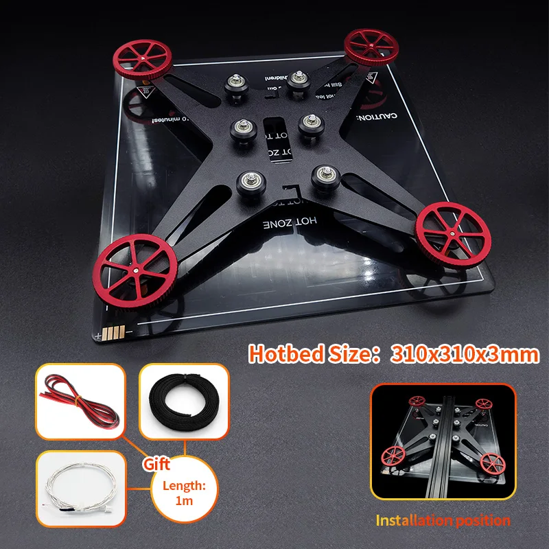 Kit de Viveiro Eixo y para Impressora 3d 150 mm 235 mm 310 mm 12v 24v com Termistores Ntc Cabo de Alimentação 100k - Imagem 6