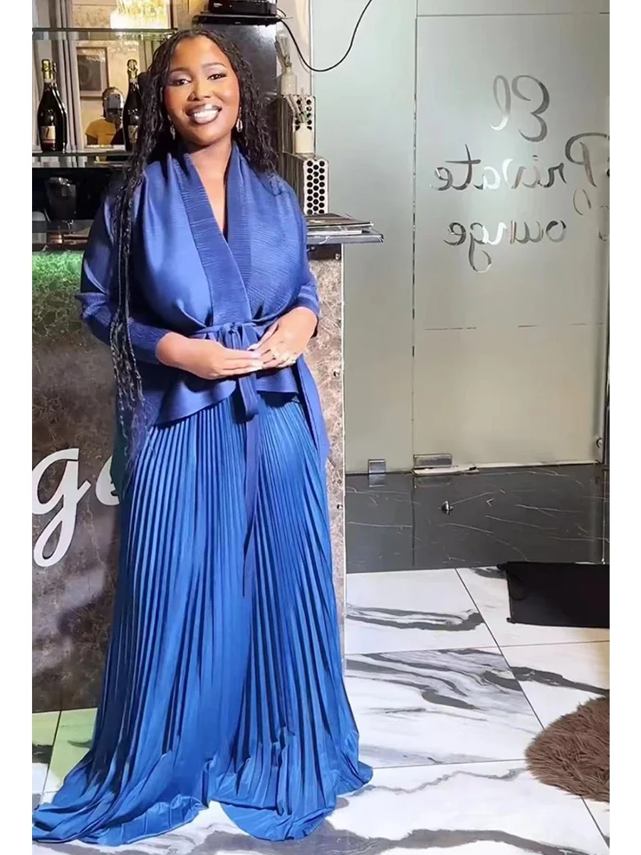 مجموعة أنيقة من قطعتين للحفلات للنساء ، حزام ، أكم...