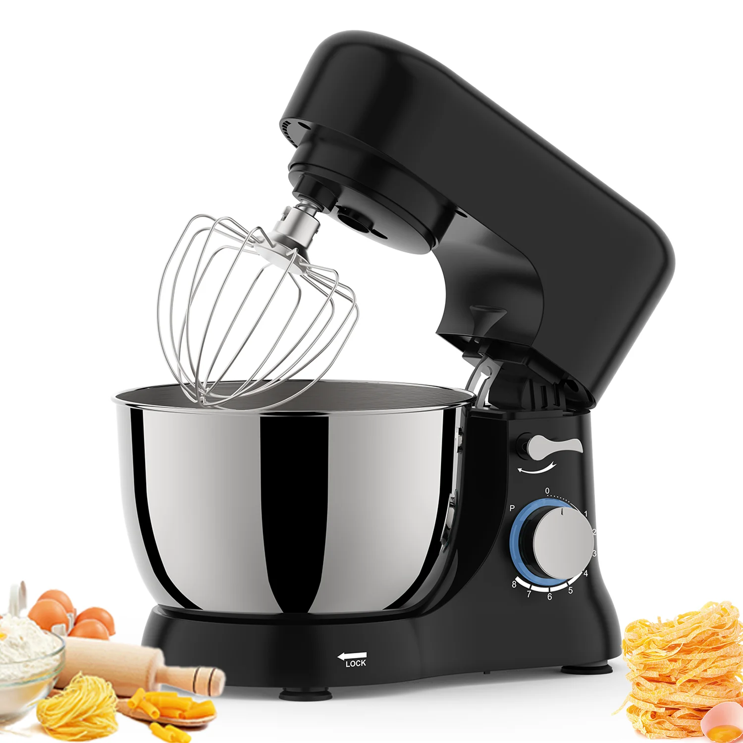 GQF-SM1509 Stand Mixer 4.5L 1000W Copper and Aluminum Motor ABS Plastic Shell Chef Machine With Whisk for Kneading Dough