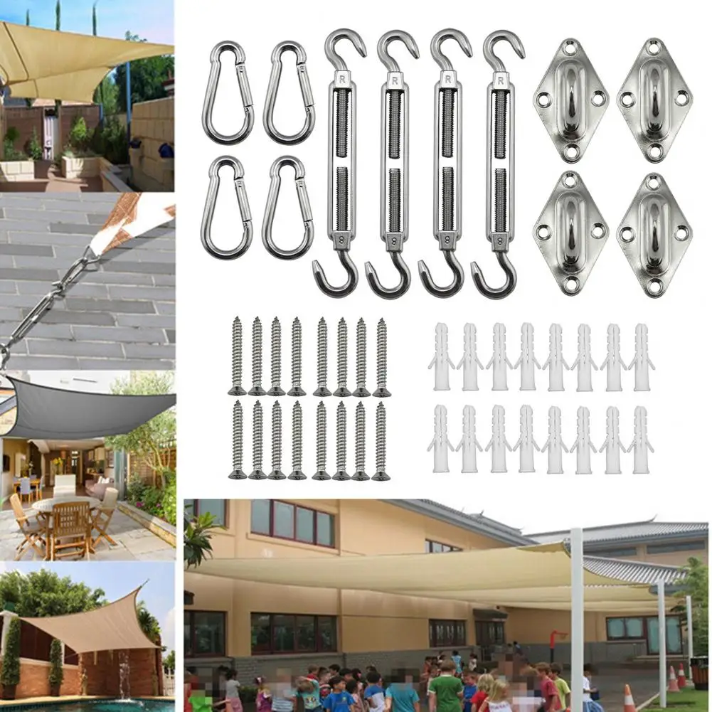 Easy Installation Shade Sail Fittings Heavy Duty Shade Sail Hardware Kit for Outdoor Patio Canopy 44 Pcs Set with for Shade