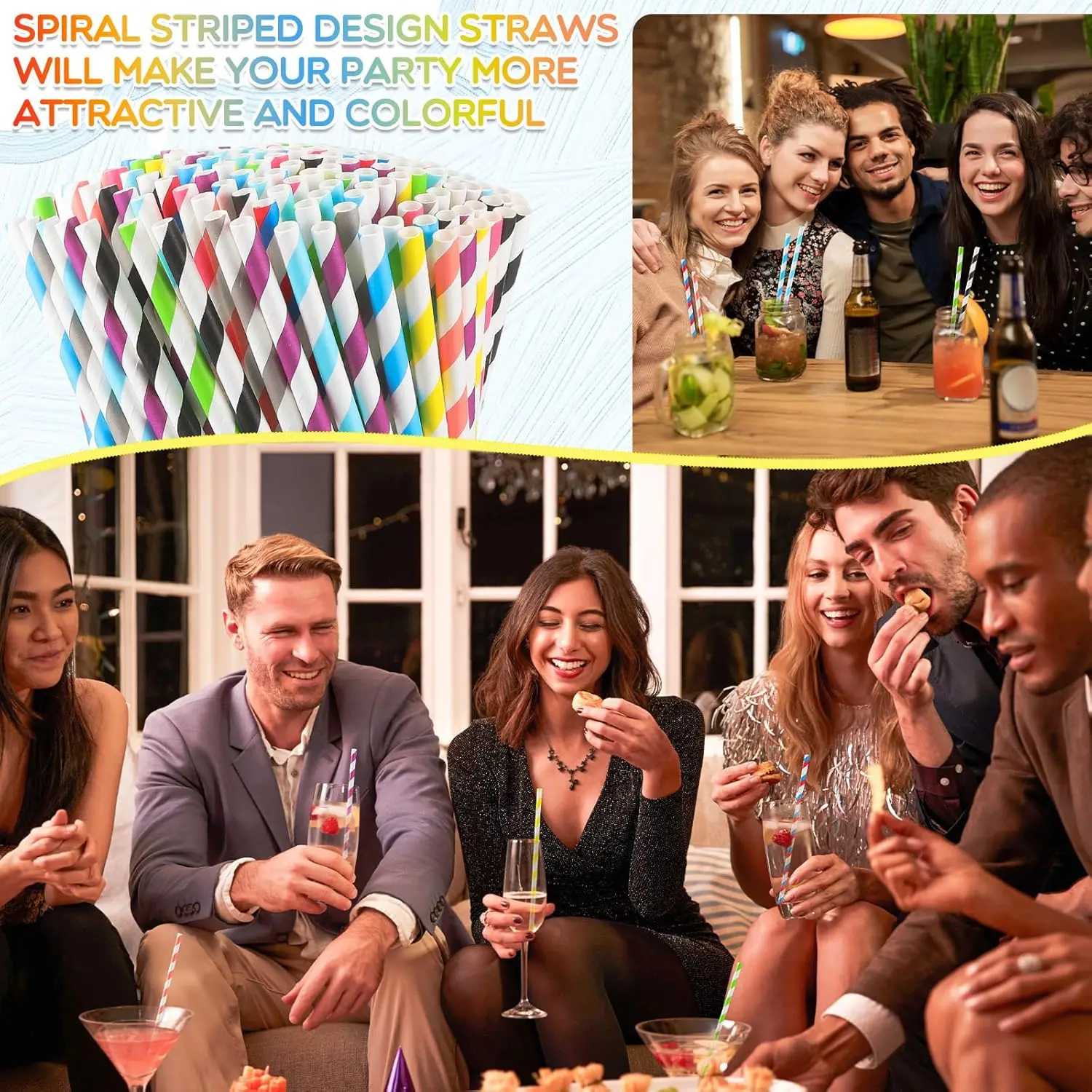 Bulk Colored Paper Straws – 7.87" disposable striped straws for juice, milkshakes, cock... - SKU DPS22331 - UGI Packaging