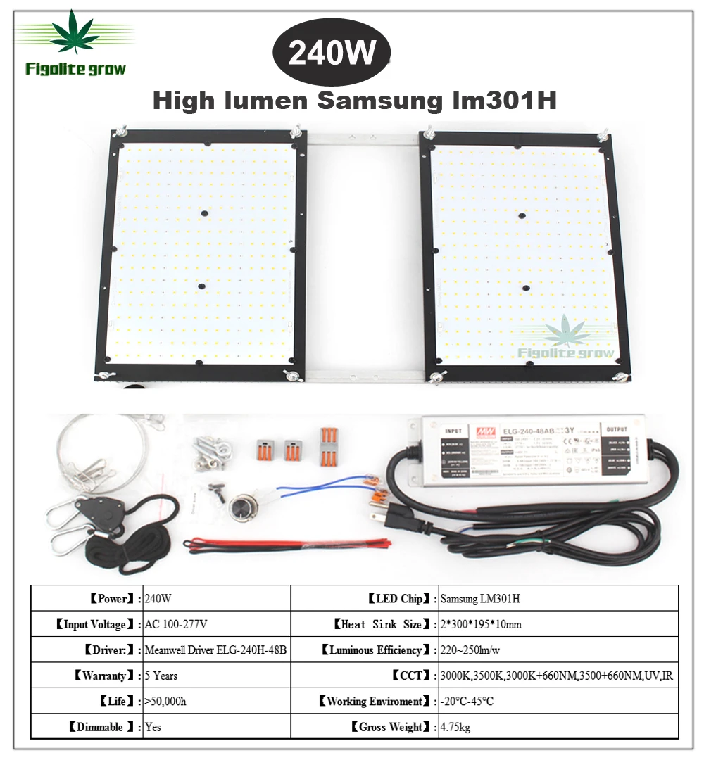 240w Samsung LM301H+660nm IR & UV full spec 2000w-Quantum-LED-Grow-Light-Board 