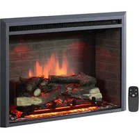 Western Electric Fireplace Insert with Fire Crackling Sound, Remote Control, 750/1500W, Black, 33 1/16 Inches Wide, 25 9/16 1