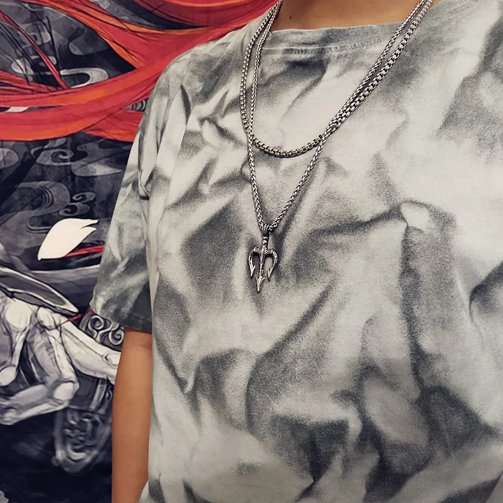Silver Trident Pendant Necklace | Blossom Accessories | Official Store