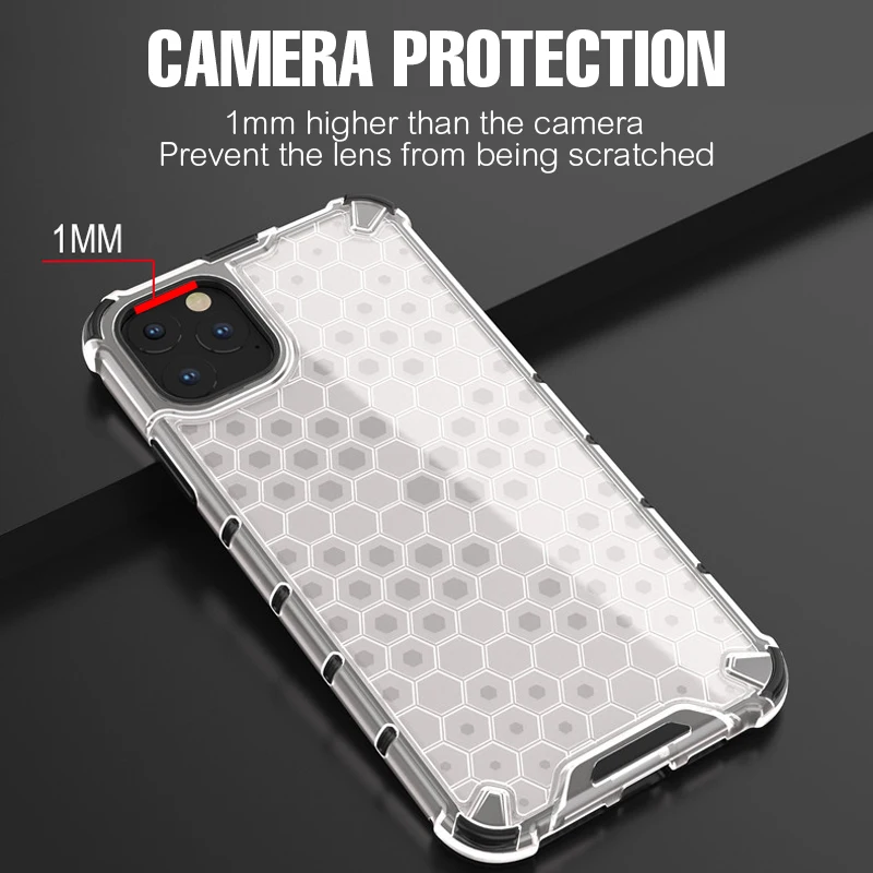 Airbag Honeycomb Shockproof Armor Case For iPhone 14 Plus 13 12 11 Pro Max Mini Xr X XS Luxury Silicone Bumper Transparent Cover