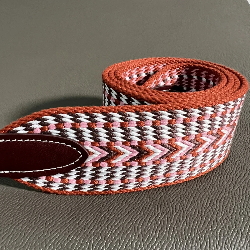 5cm Wide Canvas belt Steel Buckle Genuine Leather Hand Sewn Suitable For Kelly Bags, Shoulder Straps, Bag Accessories