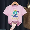 3th/4th/5th/6th Birthday Gift For Girls Tshirt Glitter Mermaid Princess Graphic Print T Shirt Kawaii Kids Clothes Summer Tops 2