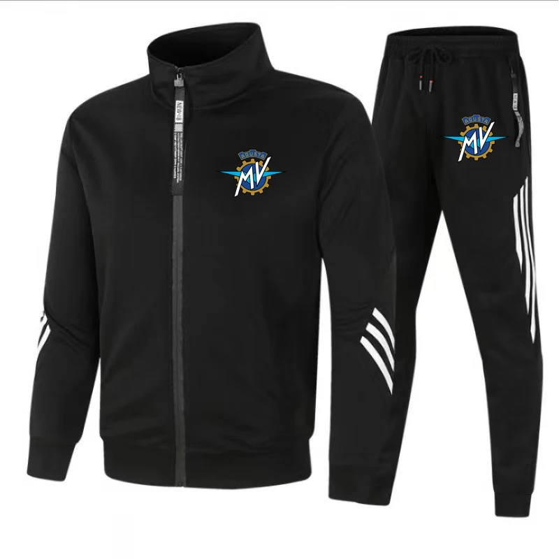 High Quality Men's Zippered Sportswear Set Street Casual Sports Pants Fashionable Sports Jacket Men's Outdoor Motorcycle Riding