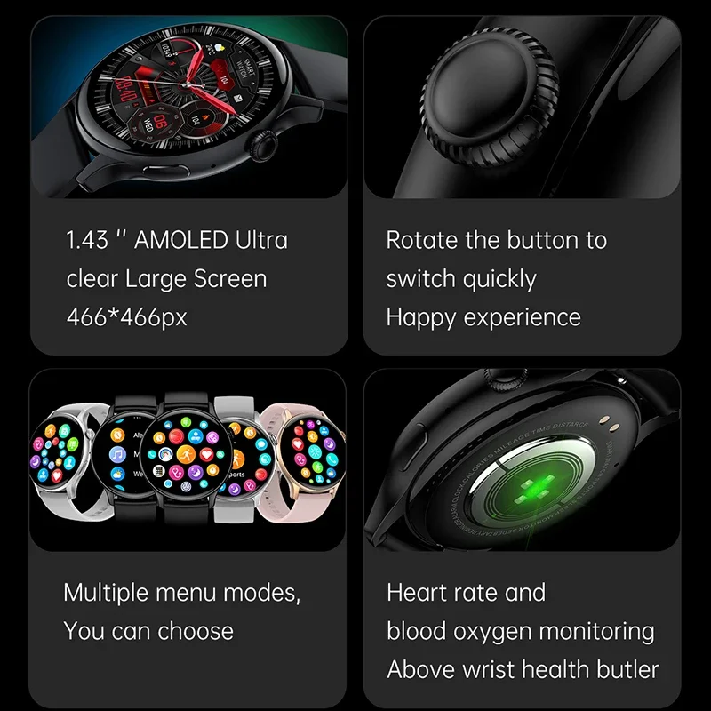 2024  Ʈ ġ, AMOLED 1.43 ġ HD ũ,  ȭ ð ׻ ǥ, IP67 ,  Ʈ ġ, 466*466