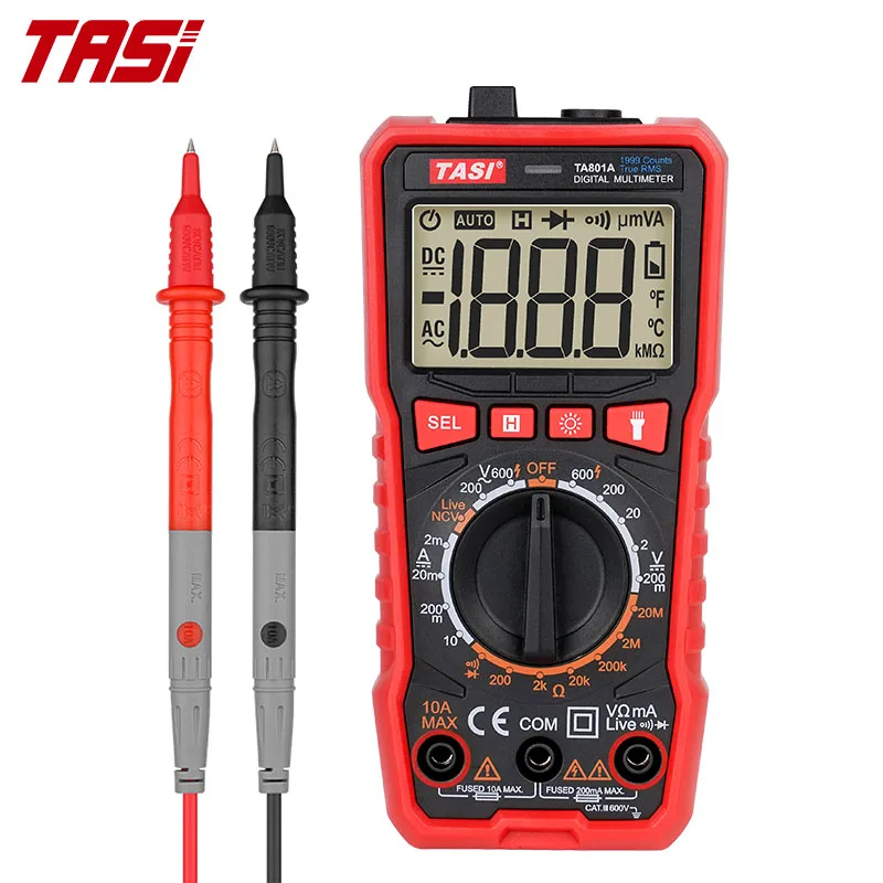 Digital Multimeter Mini Smart Ture Rms Ac Dc Ncv Auto Range Digital Meter Tester Voltage Meter TASI TA801A TA801B TA801C TA801D