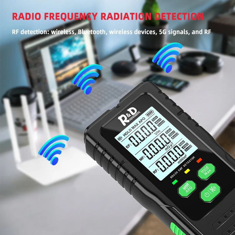 3 in 1 Electromagnetic Radiation Detector Electric Field Magnetic Field RF Detector High Frequency Measuring Instrument 3