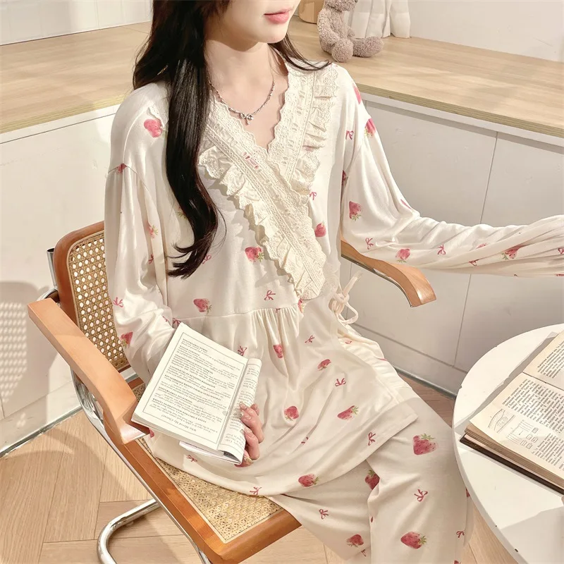 Strawberry Maternity Nightwear Modal Pregnancy Postnatal Sleepwear Breastfeeding Pajamas Nursing Maternity Nightgown 3 Strawberry Maternity Nightwear Modal Pregnancy Postnatal Sleepwear Breastfeeding Pajamas Nursing Maternity Nightgown - Image 3