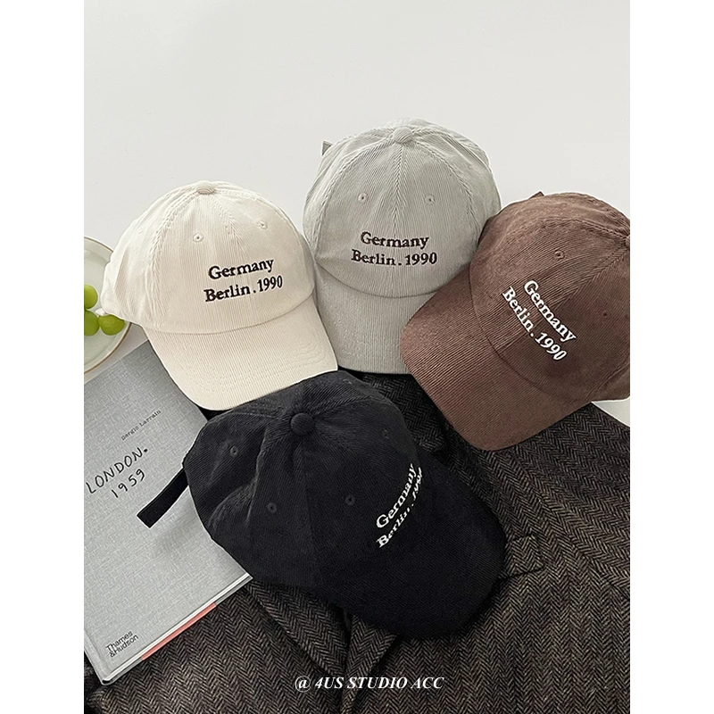 

Retro Autumn New Corduroy Peaked Cap Women's Korean Style Couple Street Fashion Brand Baseball Cap Men