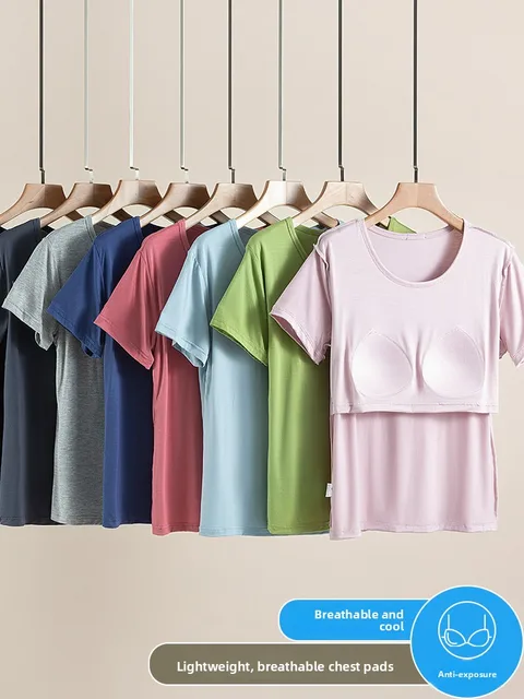 Modal Svel T-irt Women Summer Thin round Ne No Bra Casual Large Size Base irt Comfortable Breathable Loose Fit