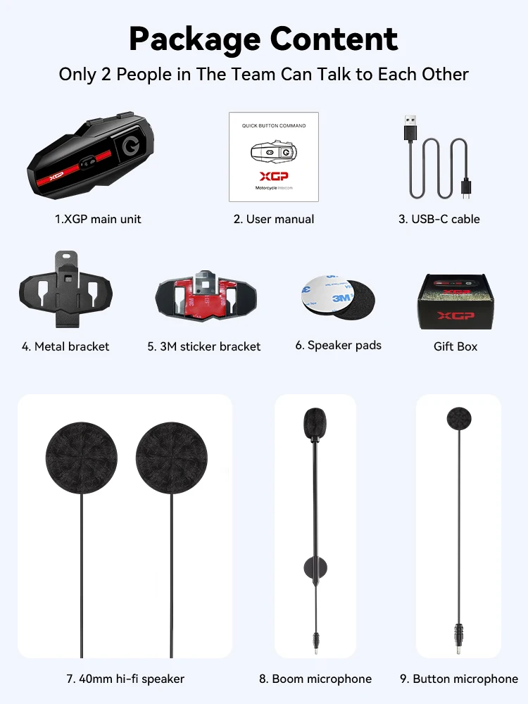 Motorrad Intercom Headset Bluetooth Wasserdicht Für 2 Fahrer_voghion.com