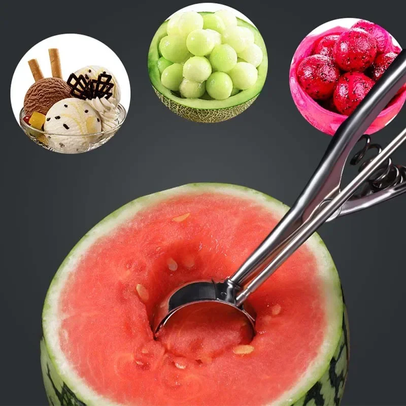 Ice Cream Scoop Kitchen Tools 3 Size Stainless Steel Spring Handle Mash Potato Watermelon Ball Scoop Home Kitchen Accessories ice cream scoop