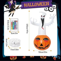 PVC Halloween Decoration Inflatable Pumpkin Ghost With Colorful LED Light For Holiday Party Garden Decor With Remote Control 2