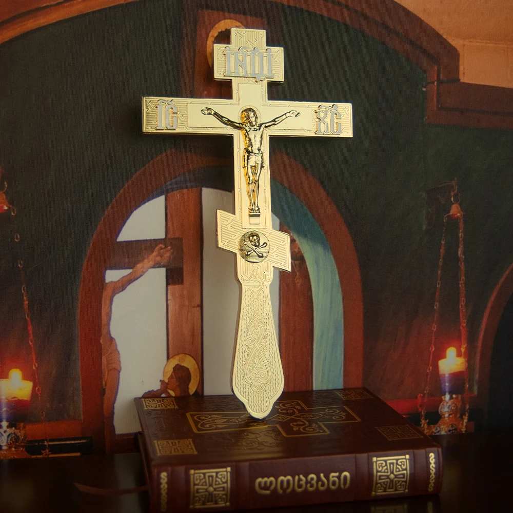 Decorative Standing Crucifix Cross Religious Gift Orthodox Alloy Jesus Statue Church wood cross religious ritual accessories