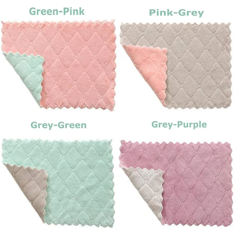 Microfiber Dish Cloths Cleaning Cloth Dish Cleaning Cloth Microfiber Dish Cloth Dish Cloth Towel Cleaning Cloth 5pc Super absorbent Thickened Dish Cloth Does Not Stick To Oil Kitchen Household Absorbs Water Without Shedding Scouring Pad Rag