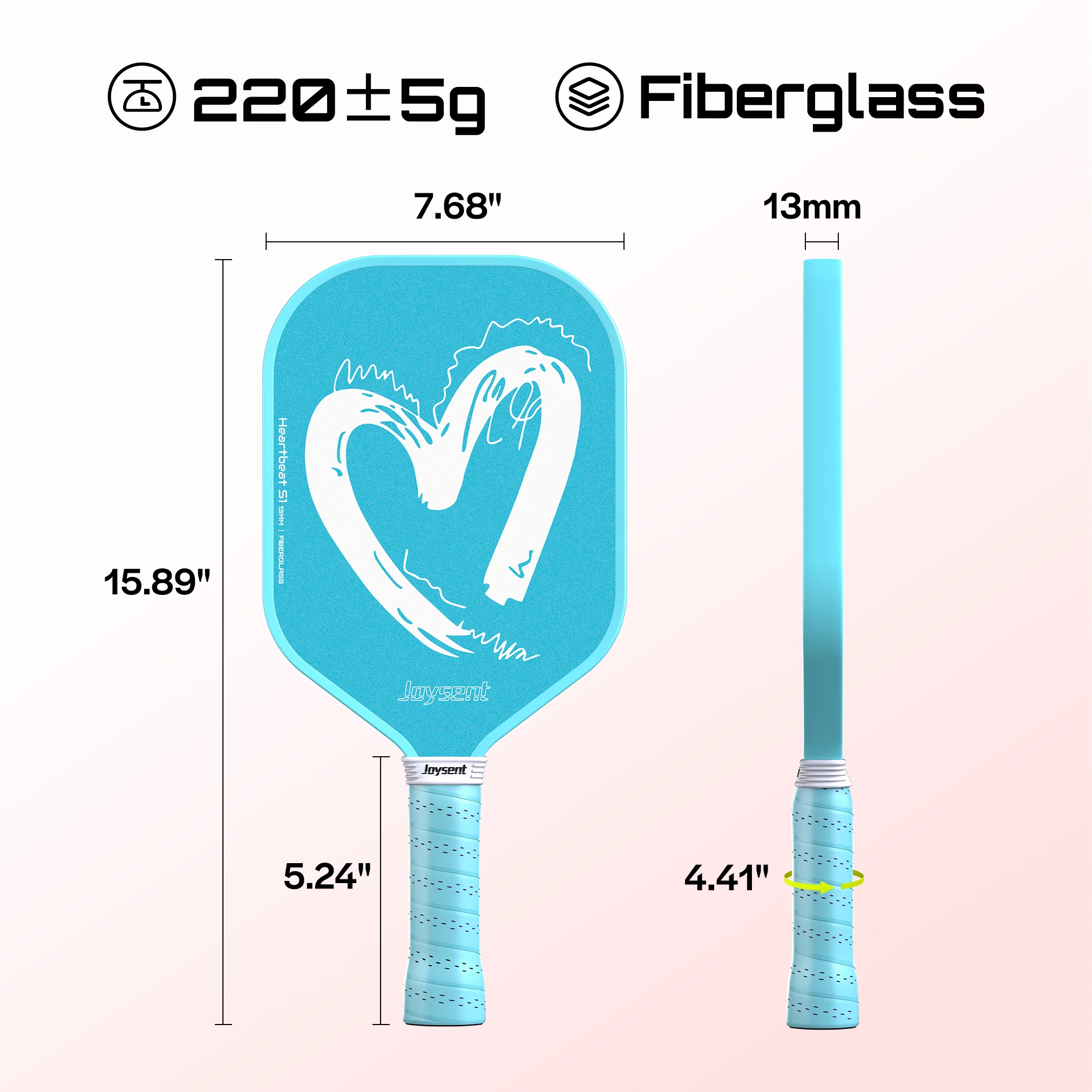 Joysent Pickleball-Schläger aus Fiberglas mit 13 mm Wabenkern, Paar-Pickleball-Paddel für Anfänger, leichte Power-Paddel – Detail 7
