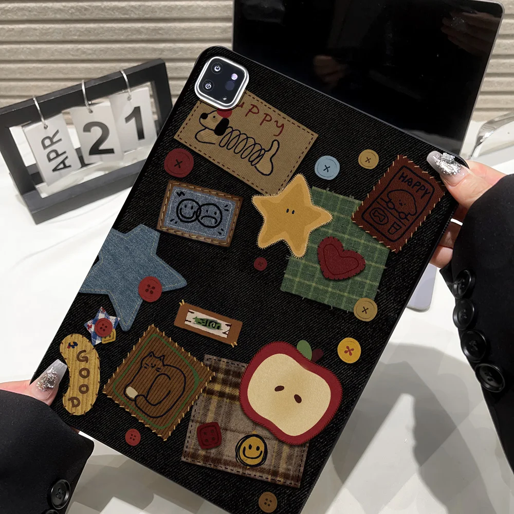 Handcrafted Patchwork Aesthetic Frosted Tablet Case Cover