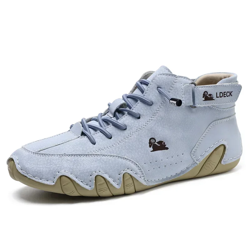 Leather Casual Sneakers For Men Motorcycle Shoes Waterproof High Top Men Boors Luxury Loafers Shoes Footwear Botas Para Hombre 2