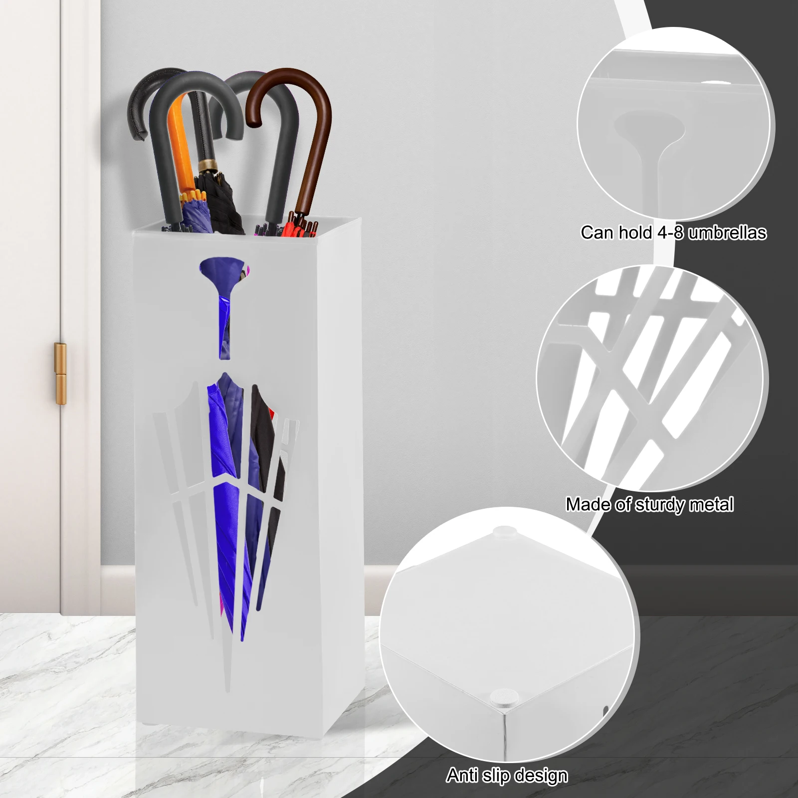 Metal Umbrella Holder Freestanding Square Umbrella Holder Multipurpose Decorative For Home Entryway Office Hotel