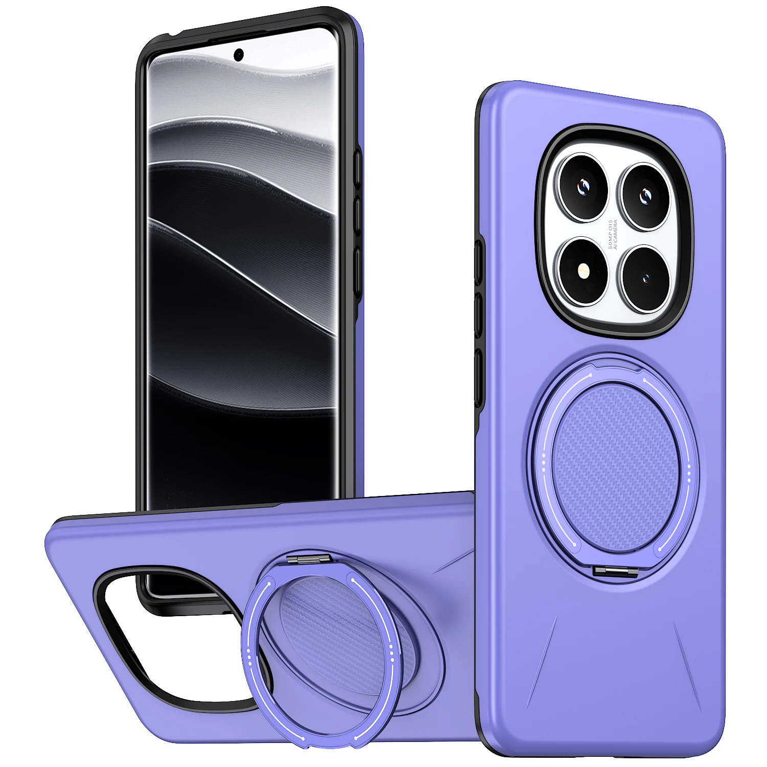 Armor Shockproof Case with Rotating Magnetic Metal Ring Bracket - Hard Cover