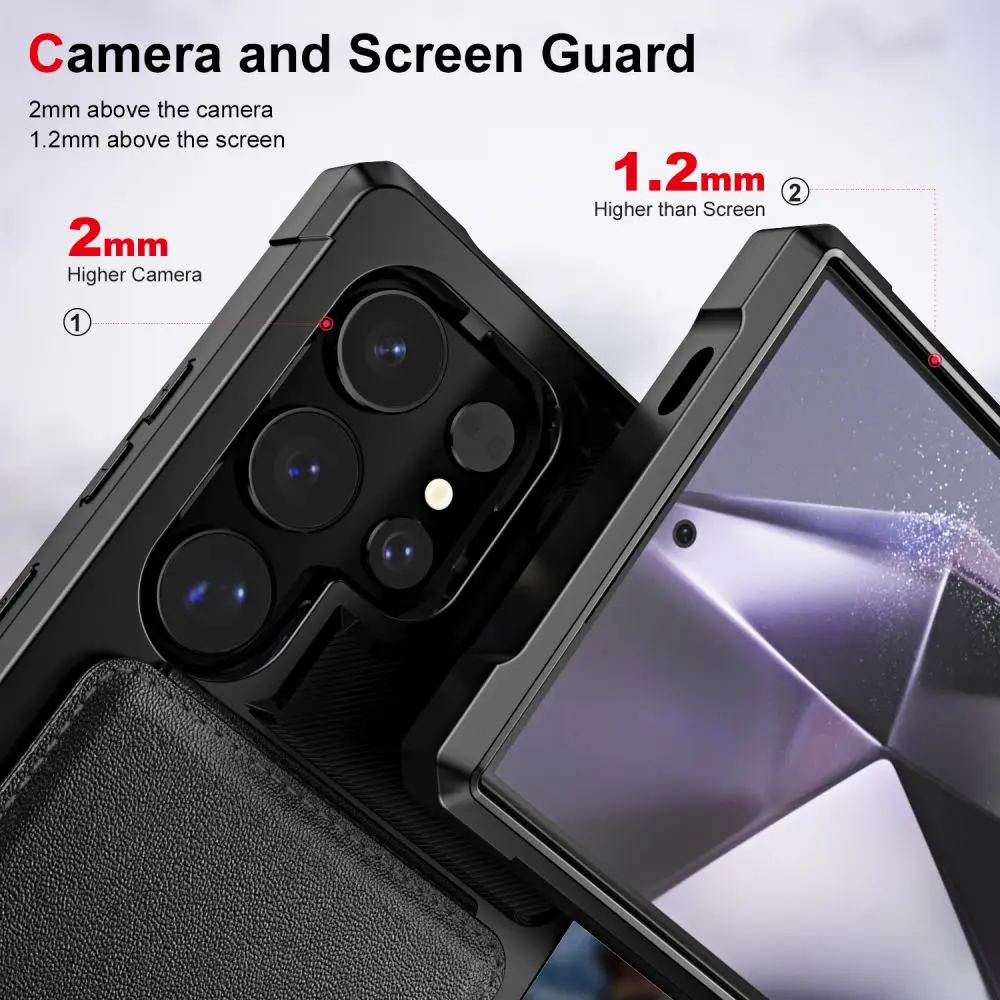 Pung-etui til Samsung Galaxy S24 S23 S22 S20 Ultra Plus FE A34 A54 A53 Læderkortlomme Flipcover Blødt Luftpude-cover_voghion.com