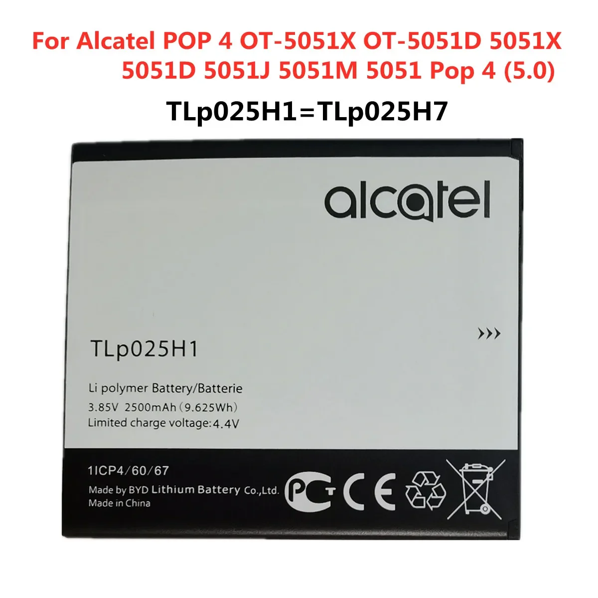 

TLP025H7 TLP025H1 2500mAh Battery For Alcatel OneTouch POP 4 OT-5051D 5051X 5051D 5051J 5051M 5051 Pop 4 (5.0) Phone Batteries