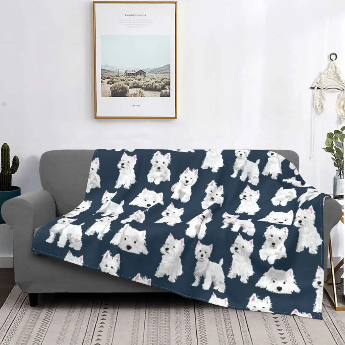 Throw Blanket Flannel West Highland White Terrier Blankets for Bedroom