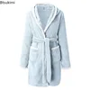 104656-cf301b.jpg Robe d'hiver décontractée en peluche pour femmes, couleur unie assortie, Double poche, chemise de nuit à bretelles, peignoir pelucheux, manteaux, vêtements de maison pour dames