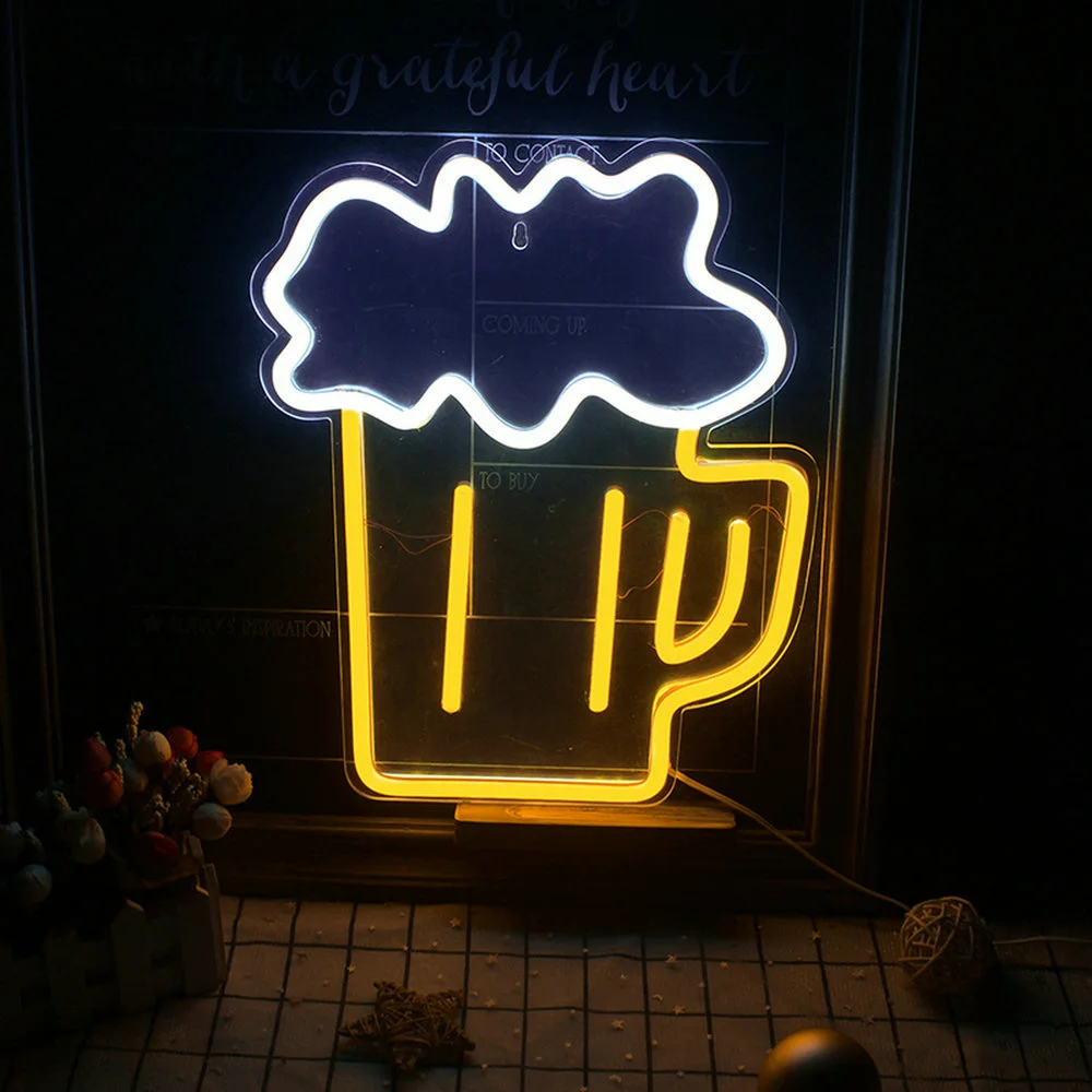 

Tomato Shaped Beer Hamburger Fries Custom Made Neon Sign Light For Bar Home Room Restaurant Fun Personality Wall Decor