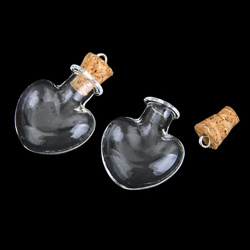 10pcs glass cork bottle glasses ampoules wool bottle pendants heart form glass cork pendants
