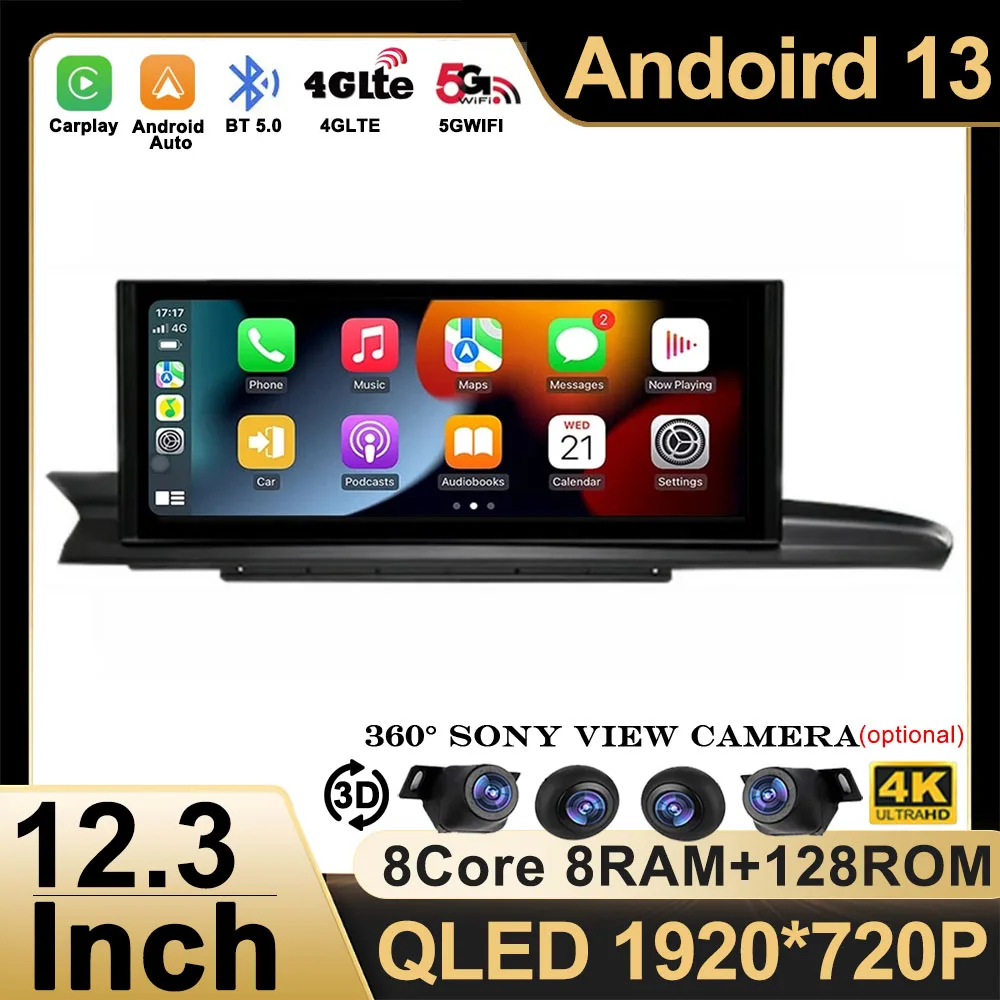 

12.3" Android 13 Car Radio Multimedia Video Player Stereo For Audi A6 C7 A7 2012-2018 WIFI 4G Let Carplay GPS Navi BT 360 Camera