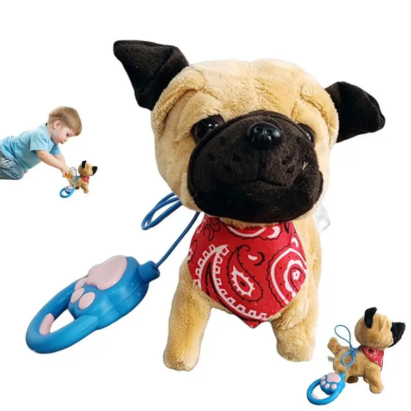 pet toy battery operated interactive plush toy puppy walking barking tail wagging gift for kids toddlers electronic dog toy Robot Dog Plush Toy Interactive Plush Puppy Toy Walking Barking Tail Wagging Stretching Companion Animal With  Remote Control
