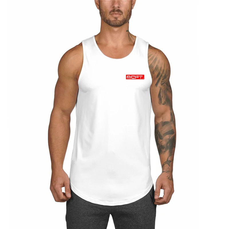 Mens Bodybuilding Tank Top Gyms Fitness Sleeveless Shirt Casual Fashion Cotton Chinese Printed Sling Vest Male Summer Clothing