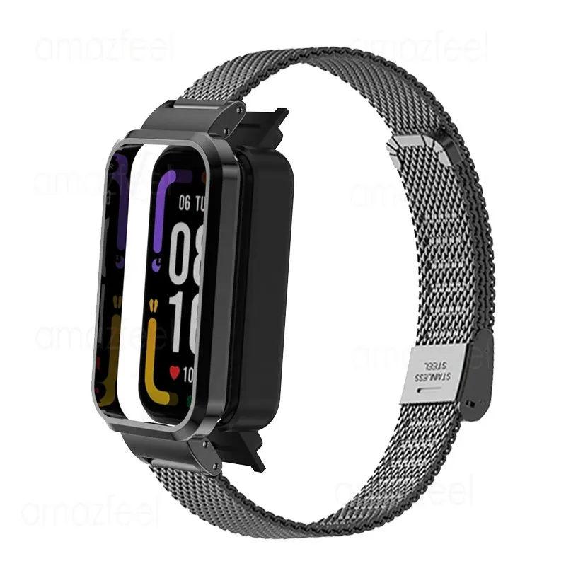 Redmi Band Pro 스마트 시계 액세서리 용 금속 스트랩 redmi band pro 보호 커버 용 스테인레스 스틸 팔찌 케이스 보호대