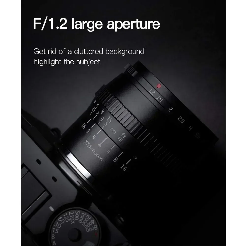 TTArtisan 50mm F1.2 APS-C 수동 초점 렌즈 ( E, 후지필름 X, 캐논 M, 니콘 Z, 파나소닉, 올림푸스 M43 마운트, 대구경)