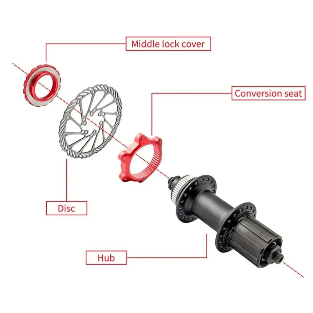 6 Bolts Bike Centerlock Adapter 44mm Axis Aluminum Alloy Bike Hub Center Lock Conversion Tight Fit Anodizing Process